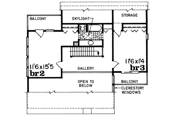 Floor Plan - Upper Floor for Contemporary House Plan #47-528 - 3 bed, 2.5 bath