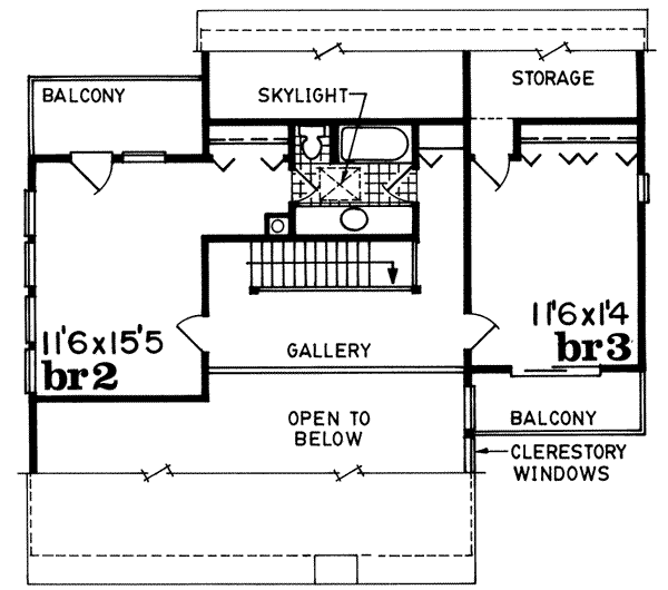 Contemporary Floor Plan - Upper Floor Plan #47-528