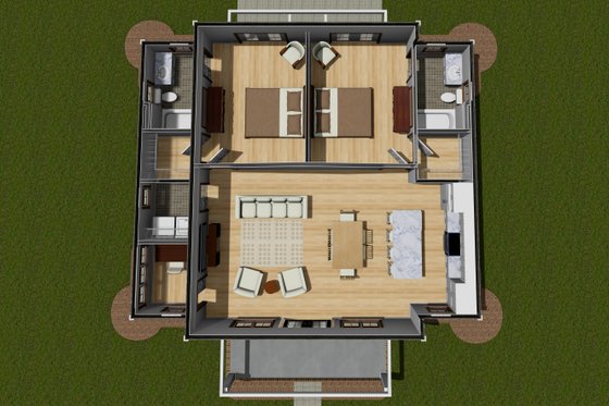 Floor Plan - Main Floor for Cottage House Plan #513-2244 - 2 bed, 2 bath