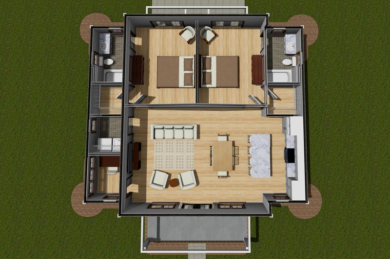 Dream House Plan - Floor Plan - Main Floor for Cottage House Plan #513-2244 - 2 bed, 2 bath