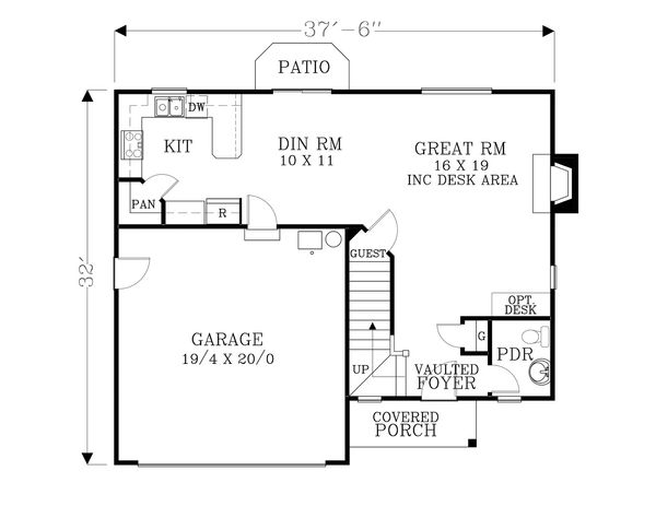 Craftsman Floor Plan - Main Floor Plan #53-499