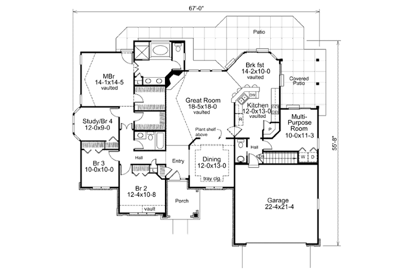 Home Plan - Floor Plan - Main Floor for Traditional House Plan #57-375 - 4 bed, 2.5 bath