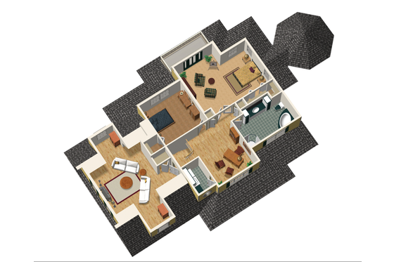 Floor Plan - Upper Floor 1 for Country House Plan #25-4686 - 2 bed, 2 bath