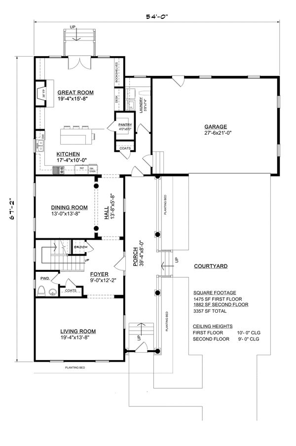 Southern Floor Plan - Main Floor Plan #30-344