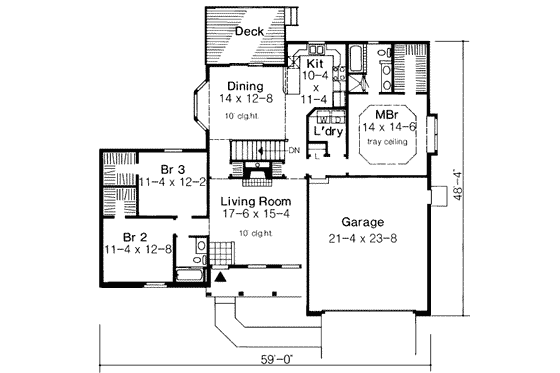 Floor Plan - Main Floor for Traditional House Plan #312-291 - 3 bed, 2 bath