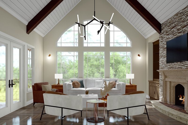 House Blueprint - Interior - Family Room for Ranch House Plan #54-444 - 3 bed, 2.5 bath