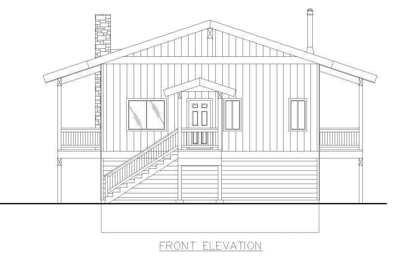 House Design - Exterior - Front Elevation 3 for Cabin House Plan #117-1047 - 2 bed, 3 bath