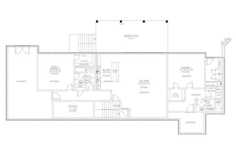 House Design - Floor Plan - Lower Floor for Craftsman House Plan #437-131 - 3 bed, 2 bath