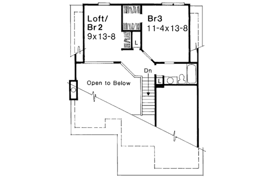 Floor Plan - Upper Floor for Ranch House Plan #320-322 - 2 bed, 2 bath
