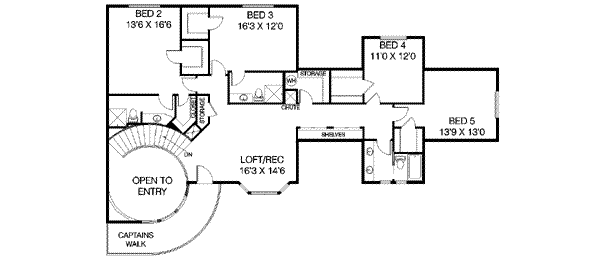 House Blueprint - Floor Plan - Upper Floor Plan #60-515