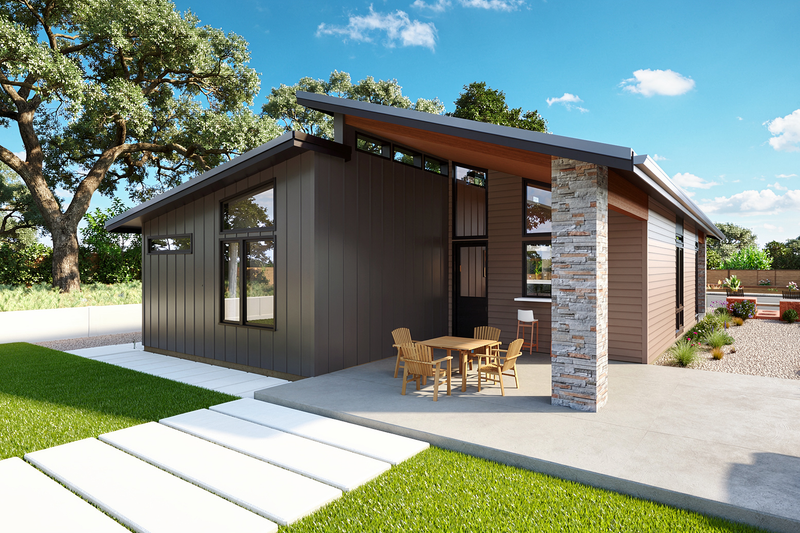 House Blueprint - Exterior - Rear Elevation for Contemporary House Plan #48-1217 - 3 bed, 2 bath