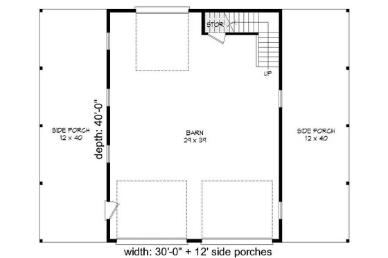 Floor Plan - Main Floor for Farmhouse House Plan #932-31, 1 bath