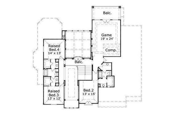 Floor Plan - Upper Floor for Mediterranean House Plan #411-615 - 5 bed, 4.5 bath