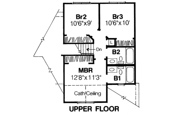 Floor Plan - Upper Floor for Traditional House Plan #334-115 - 3 bed, 2.5 bath