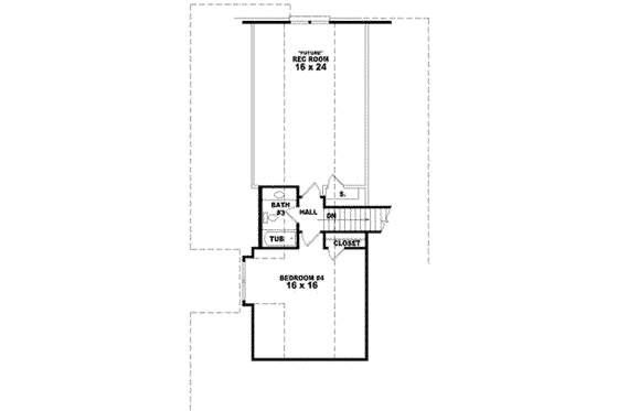 Floor Plan - Upper Floor for Bungalow House Plan #81-1187 - 3 bed, 3 bath