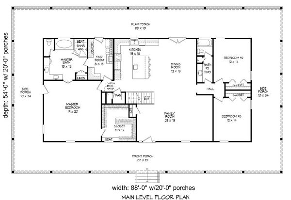 Country Floor Plan - Main Floor Plan #932-308