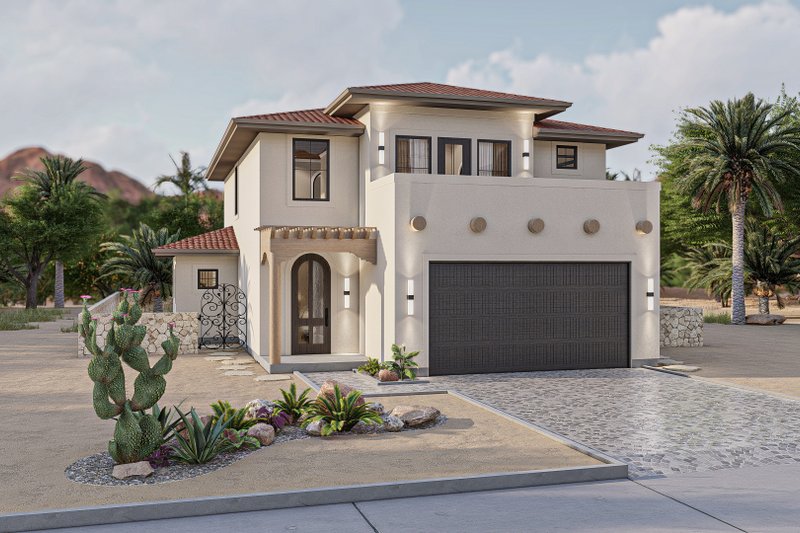 House Blueprint - Mediterranean Exterior - Front Elevation Plan #455-601