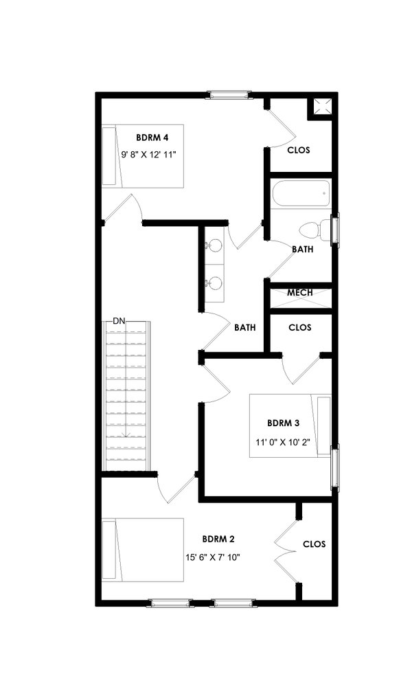 Architectural House Design - Floor Plan - Upper Floor for Traditional House Plan #1129-17 - 4 bed, 2.5 bath