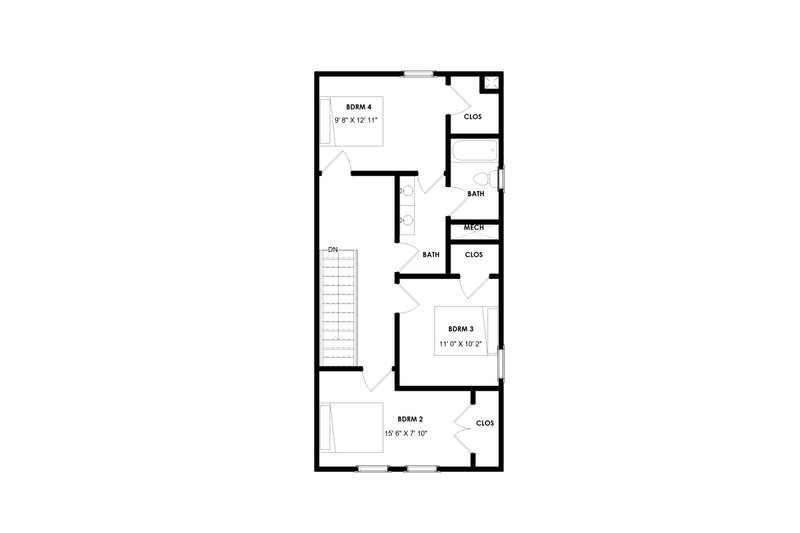 Architectural House Design - Floor Plan - Upper Floor for Traditional House Plan #1129-17 - 4 bed, 2.5 bath