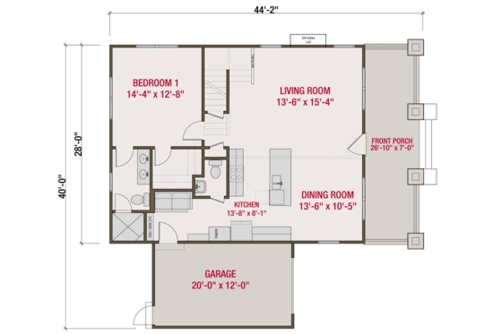 Floor Plan - Main Floor for Craftsman House Plan #461-64 - 3 bed, 2.5 bath