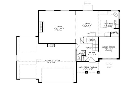 Floor Plan - Main Floor for Traditional House Plan #1060-37 - 3 bed, 2.5 bath