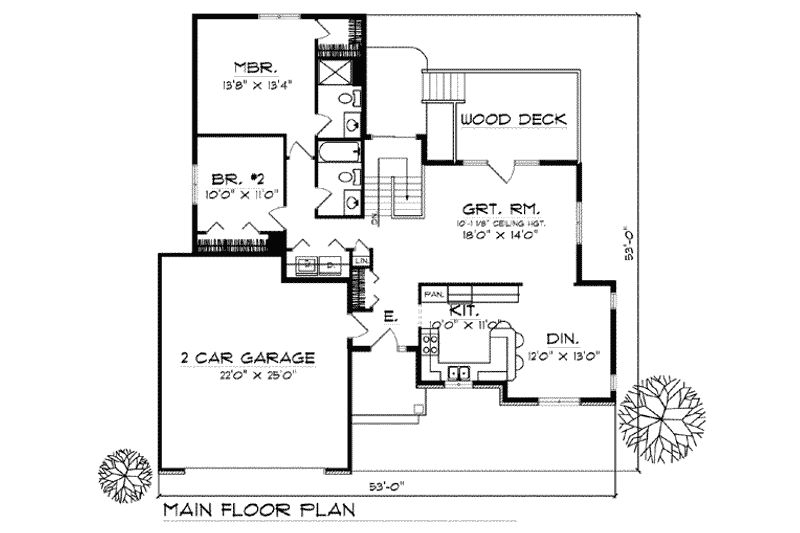 House Plan Design - Floor Plan - Main Floor for Traditional House Plan #70-755 - 3 bed, 3 bath