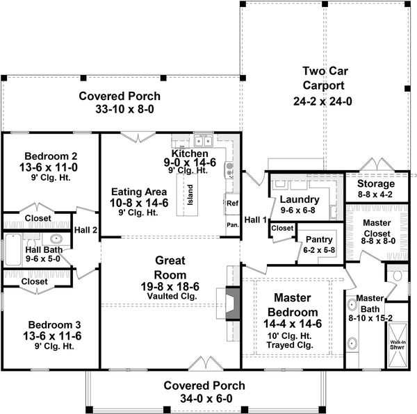 Architectural House Design - Country Floor Plan - Main Floor Plan #21-449