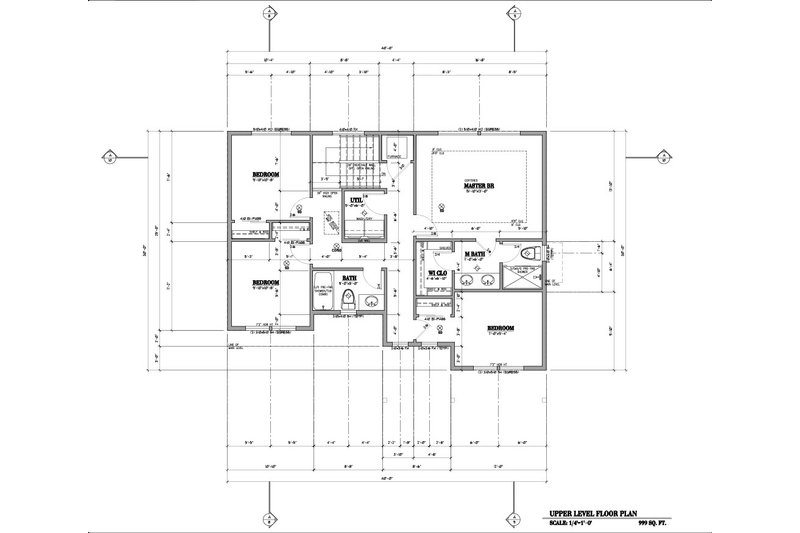 House Blueprint - Floor Plan - Upper Floor for Craftsman House Plan #53-778 - 4 bed, 2.5 bath