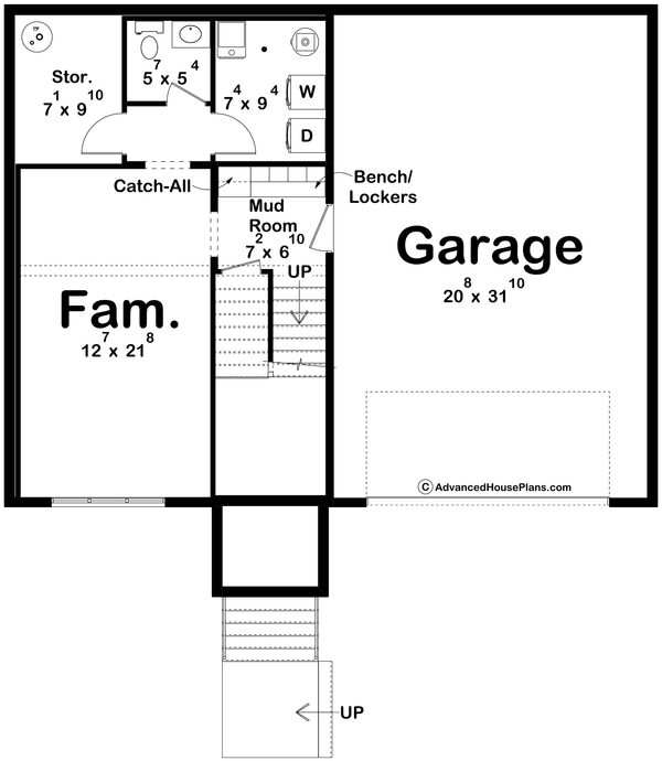 House Blueprint - Traditional Floor Plan - Lower Floor Plan #455-602