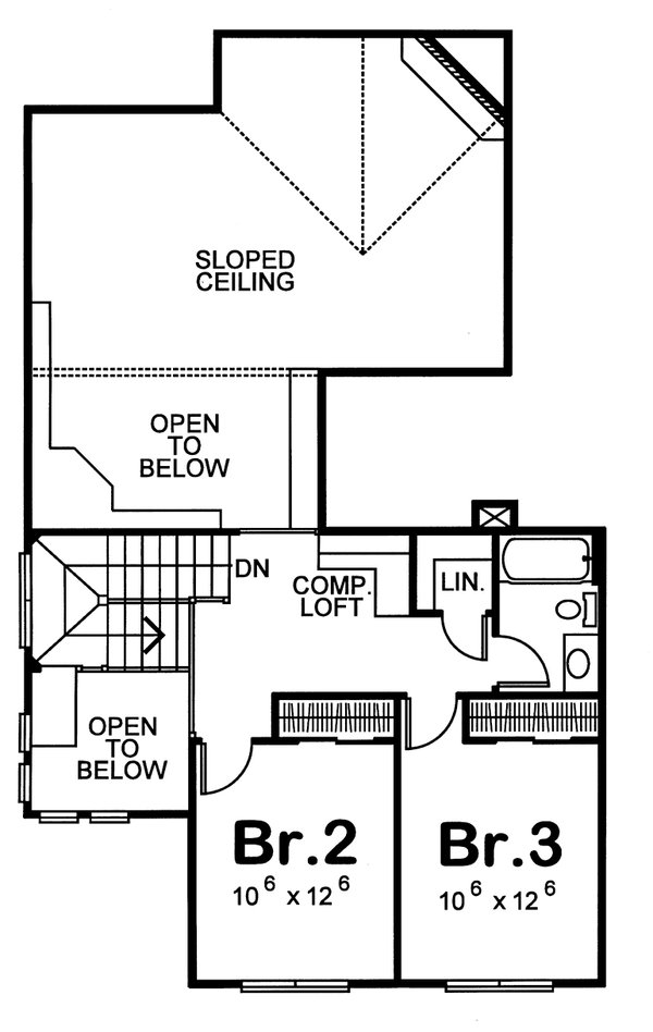 Dream House Plan - Floor Plan - Upper Floor for Bungalow House Plan #20-1230 - 3 bed, 2.5 bath