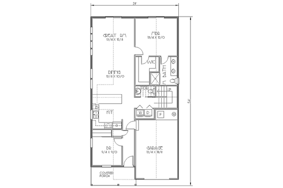 Floor Plan - Main Floor for Craftsman House Plan #423-29 - 4 bed, 2.5 bath