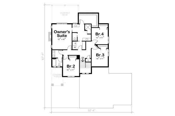 Floor Plan - Upper Floor for Craftsman House Plan #20-2473 - 5 bed, 3.5 bath