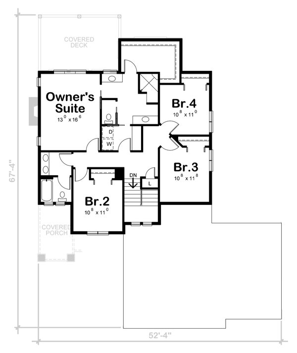Architectural House Design - Craftsman Floor Plan - Upper Floor Plan #20-2473