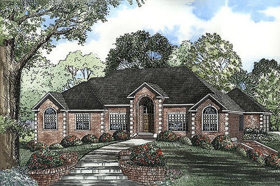 Exterior - Front Elevation 3 for European House Plan #17-1155 - 4 bed, 4 bath