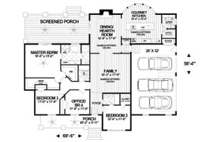 Floor Plan - Main Floor for Craftsman House Plan #56-713 - 4 bed, 3 bath