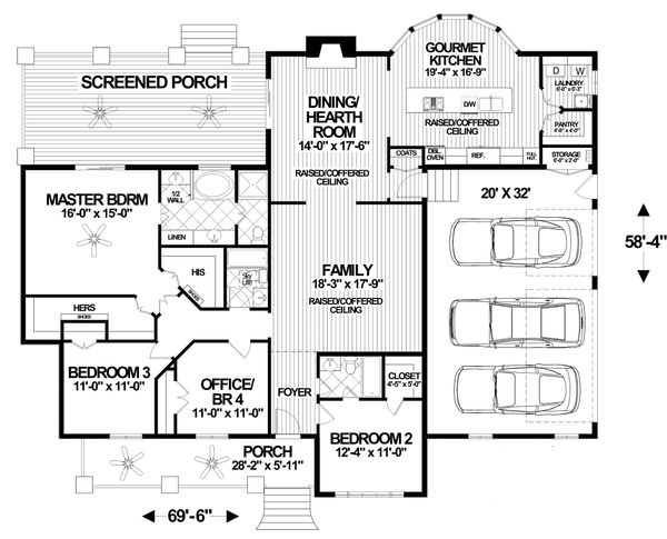 Dream House Plan - Craftsman Floor Plan - Main Floor Plan #56-713