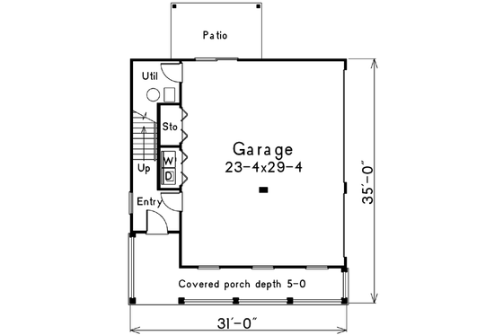 Floor Plan - Main Floor for European House Plan #57-186 - 2 bed, 1 bath