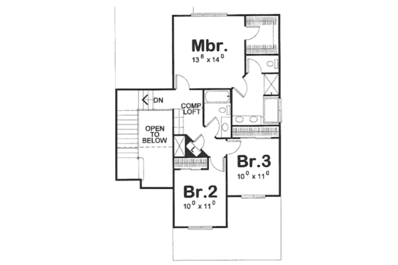 Floor Plan - Upper Floor for Traditional House Plan #20-1667 - 3 bed, 3 bath