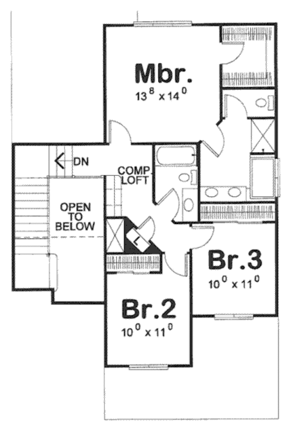 Traditional Floor Plan - Upper Floor Plan #20-1667