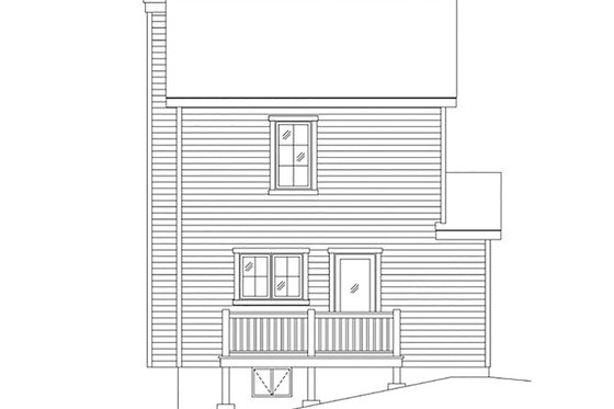 Exterior - Rear Elevation for Bungalow House Plan #22-598 - 1 bed, 1.5 bath