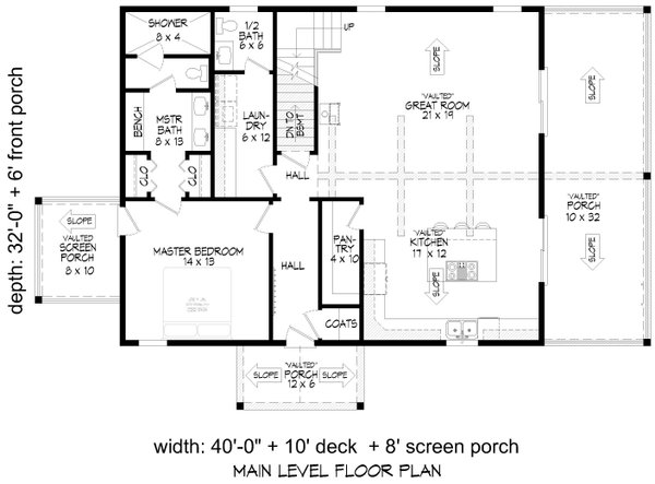 Country Floor Plan - Main Floor Plan #932-1244