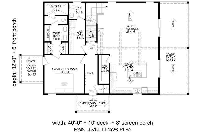 Architectural House Design - Floor Plan - Main Floor for Country House Plan #932-1244 - 1 bed, 1.5 bath