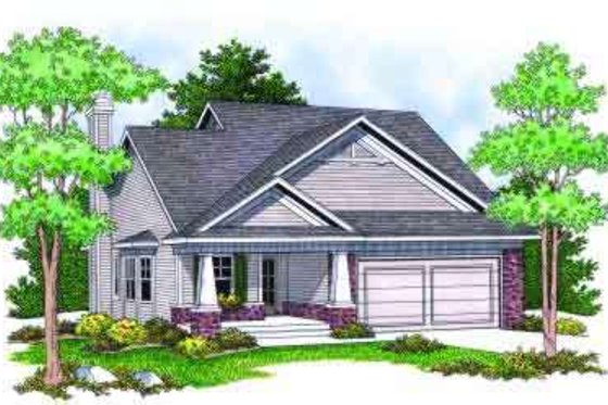Exterior - Front Elevation for Craftsman House Plan #70-674 - 2 bed, 2 bath