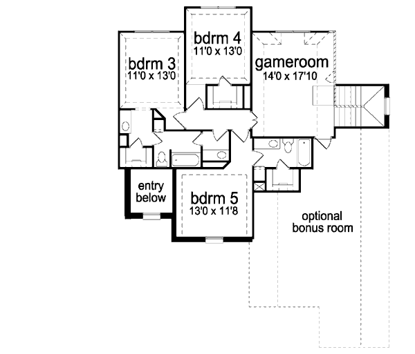 European Floor Plan - Upper Floor Plan #84-288