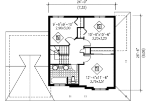 Floor Plan - Upper Floor for Country House Plan #25-2026 - 3 bed, 1.5 bath