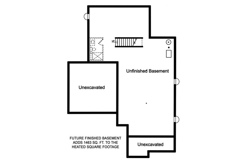 House Blueprint - Floor Plan - Lower Floor for Craftsman House Plan #46-896 - 3 bed, 2 bath