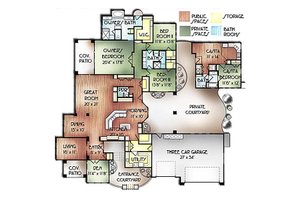 Floor Plan - Main Floor for Mediterranean House Plan #24-249 - 4 bed, 3.5 bath