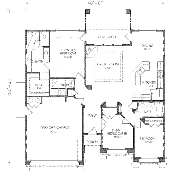 Adobe / Southwestern Floor Plan - Main Floor Plan #24-291