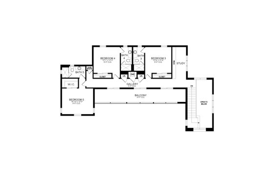 Floor Plan - Upper Floor for Contemporary House Plan #1058-207 - 5 bed, 5 bath