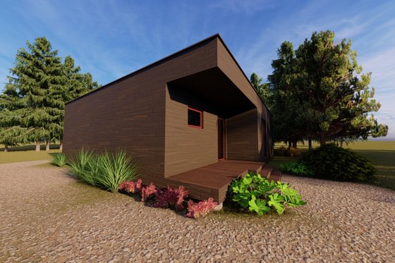 Exterior - Rear Elevation for Modern House Plan #549-34 - 2 bed, 1 bath